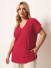 Yours Curve Red Bubble Textured T-Shirt - Image 1 of 5