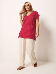 Yours Curve Red Bubble Textured T-Shirt - Image 3 of 5