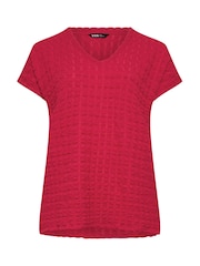 Yours Curve Red Bubble Textured T-Shirt - Image 5 of 5