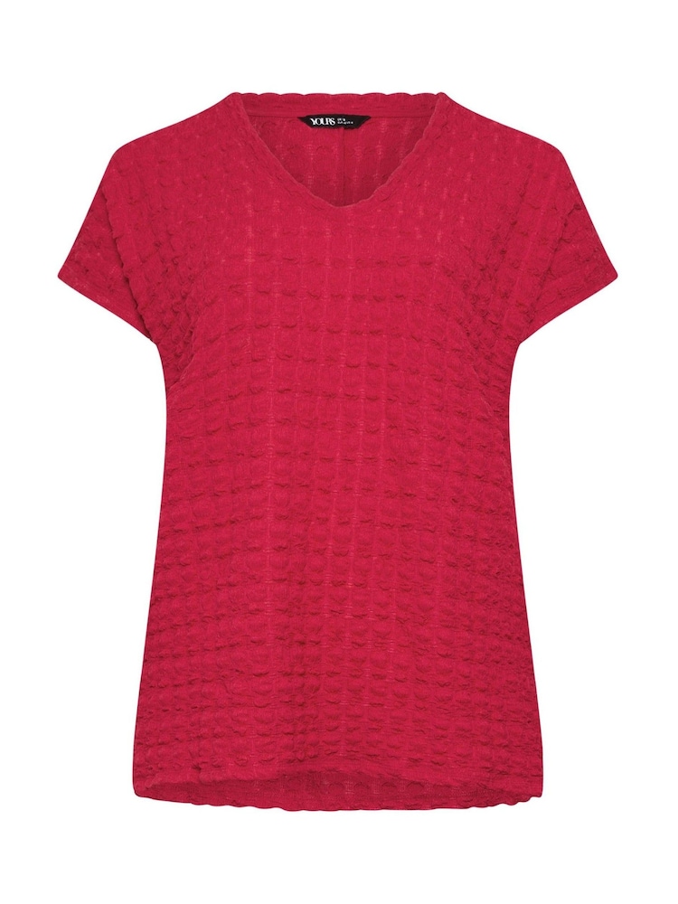 Yours Curve Red Bubble Textured T-Shirt - Image 5 of 5