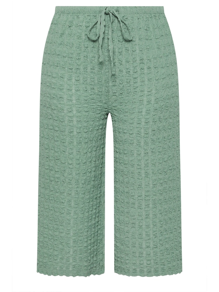 Yours Curve Green Bubble Textured Cropped Trousers - Image 5 of 5 Yours Curve Green Bubble Textured Cropped Trousers - Image 5 of 5