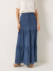 Long Tall Sally Blue Acid Wash Tiered Maxi Skirt - Image 2 of 5