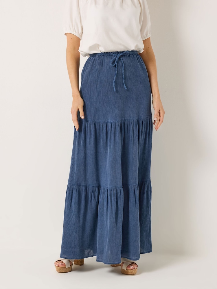 Long Tall Sally Blue Acid Wash Tiered Maxi Skirt - Image 2 of 5