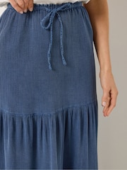 Long Tall Sally Blue Acid Wash Tiered Maxi Skirt - Image 4 of 5