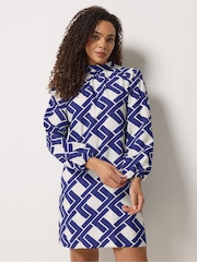 Синий - Платье-туника с поясом M&Co - Изображение 1 5