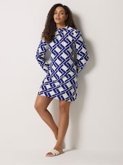 Синий - Платье-туника с поясом M&Co - Изображение 2 5