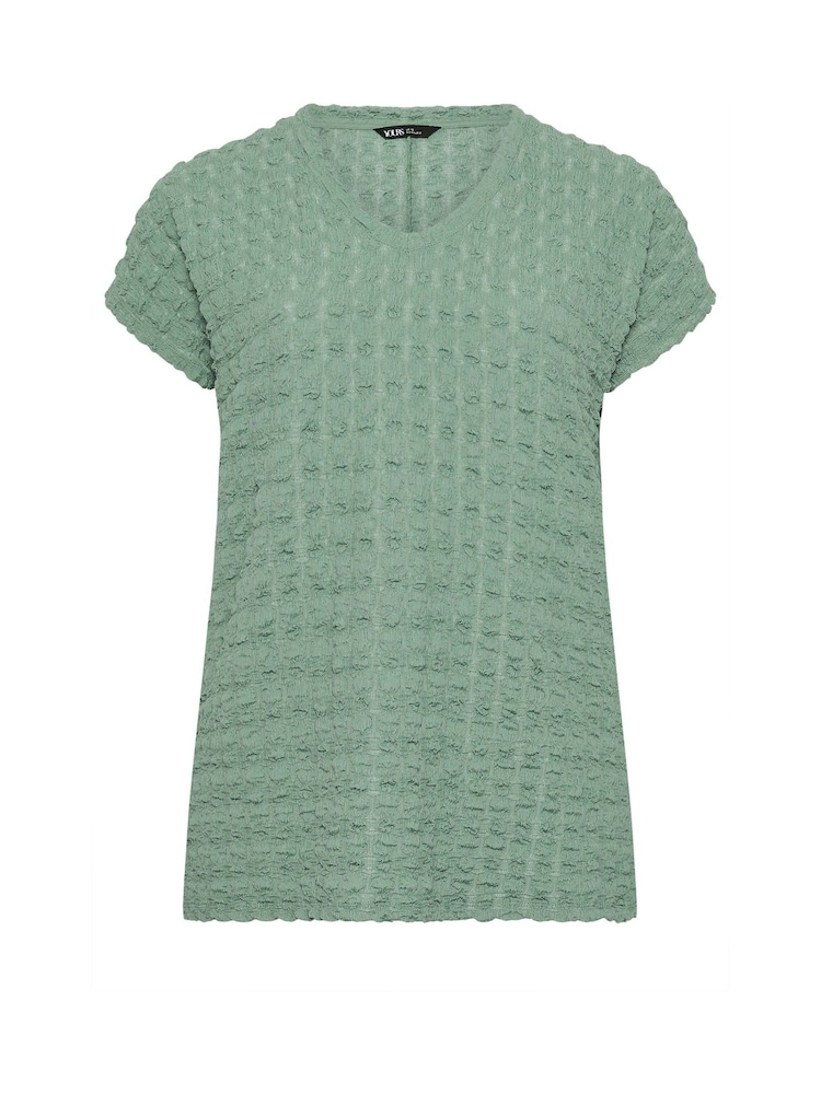 Yours Curve Green Bubble Textured T-Shirt - Image 5 of 5