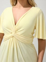Yours Curve Yellow London Angel Sleeve Knot Front Top - Image 4 of 5