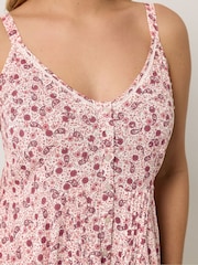 Yours Curve Natural Border Print Hanky Hem Dress - Image 4 of 5