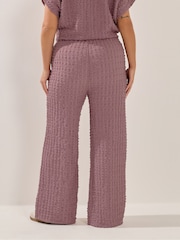 Yours Curve Pink Bubble Textured Wide Leg Trousers - Image 3 of 4