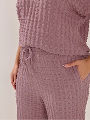 Yours Curve Pink Bubble Textured Wide Leg Trousers - Image 4 of 4