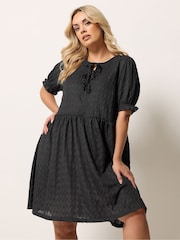 Yours Curve Black Bow Front Mini Dress - Image 1 of 5