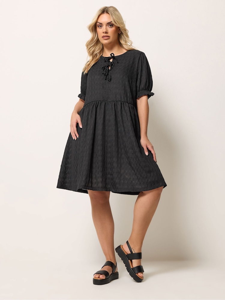 Yours Curve Black Bow Front Mini Dress - Image 2 of 5