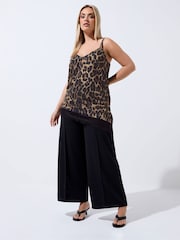 Yours Curve Brown Limited Asymmetrical Lace Hem Vest - Image 2 of 5