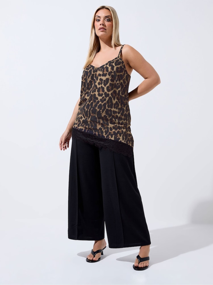 Yours Curve Brown Limited Asymmetrical Lace Hem Vest - Image 2 of 5