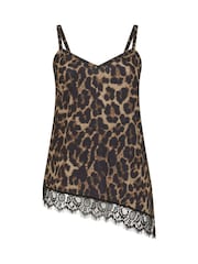 Yours Curve Brown Limited Asymmetrical Lace Hem Vest - Image 5 of 5