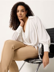 M&Co Cream Drape Front Blouse - Image 1 of 5