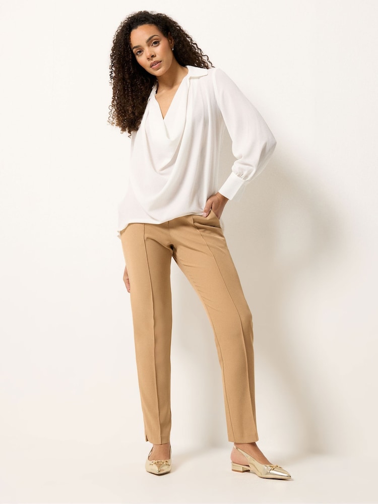 M&Co Cream Drape Front Blouse - Image 2 of 5