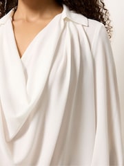M&Co Cream Drape Front Blouse - Image 4 of 5