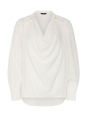 M&Co Cream Drape Front Blouse - Image 5 of 5