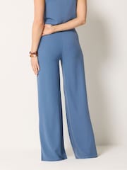 Long Tall Sally Blue Linen Look Wide Leg Trousers - Image 3 of 5