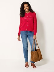 M&Co Red Crew Neck Button Crochet Cardigan - Image 2 of 5