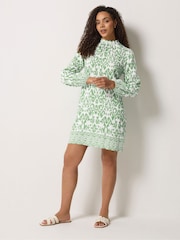 Зеленый - Платье-туника с поясом M&Co - Изображение 2 5