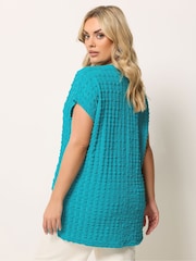 Yours Curve Blue Bubble Textured T-Shirt - Image 2 of 5