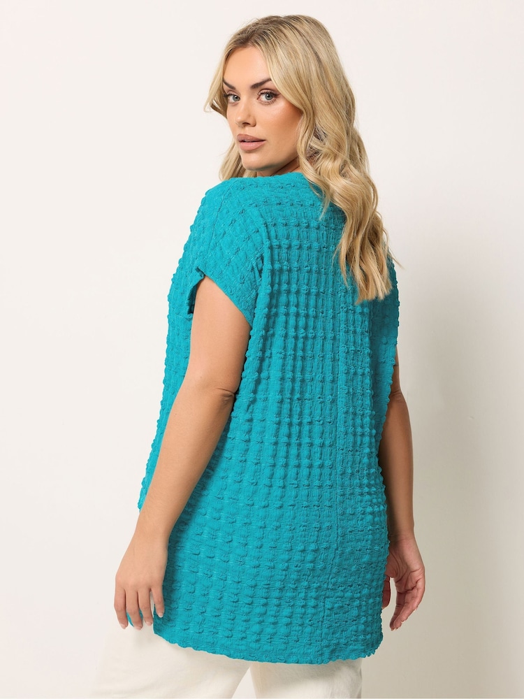 Yours Curve Blue Bubble Textured T-Shirt - Image 2 of 5