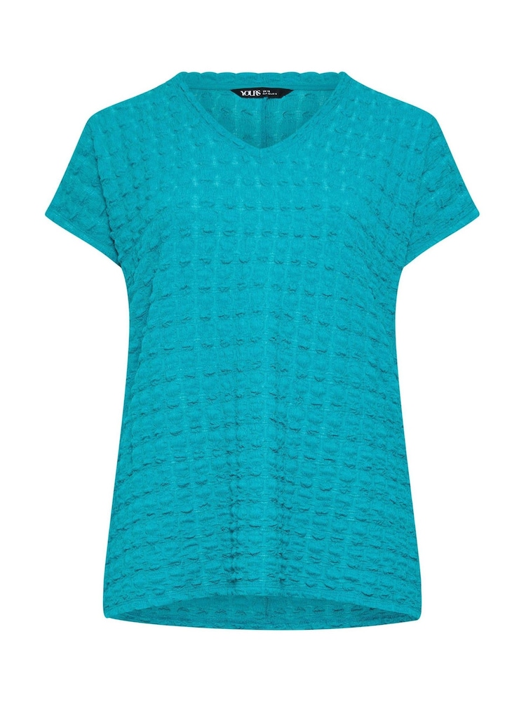 Yours Curve Blue Bubble Textured T-Shirt - Image 5 of 5