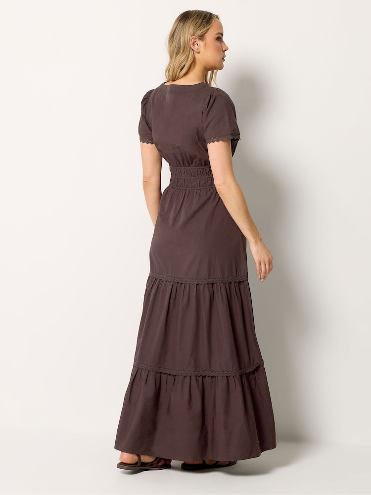 Long Tall Sally Brown Lace Insert Maxi Dress - Image 2 of 5