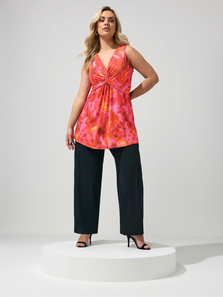 Yours Curve Pink London Sleeveless Knot Front Top - Image 2 of 5