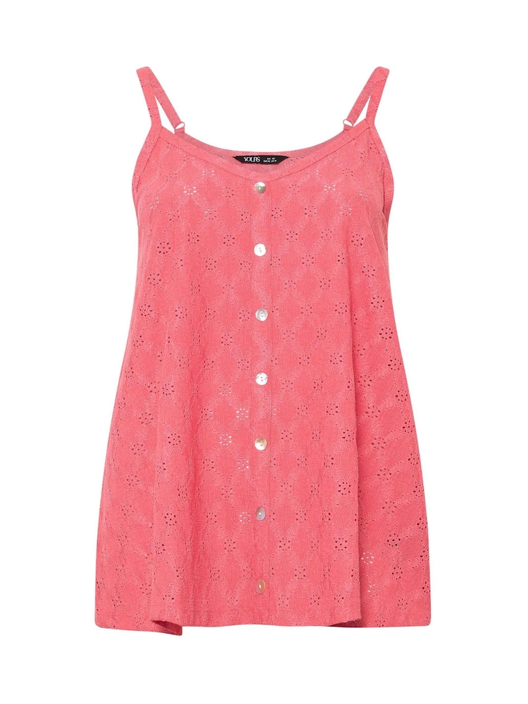 Yours Curve Orange Broderie Anglaise Vest Top - Image 5 of 5