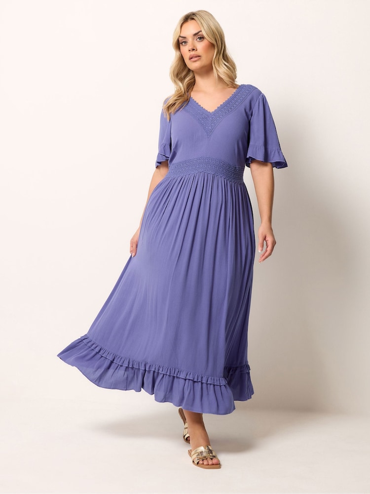 أرجواني - Yours Curve Crochet V-Neck Maxi Dress - Image 1 of 5