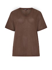 Yours Curve Brown Boxy Knitted T-Shirt - Image 6 of 6