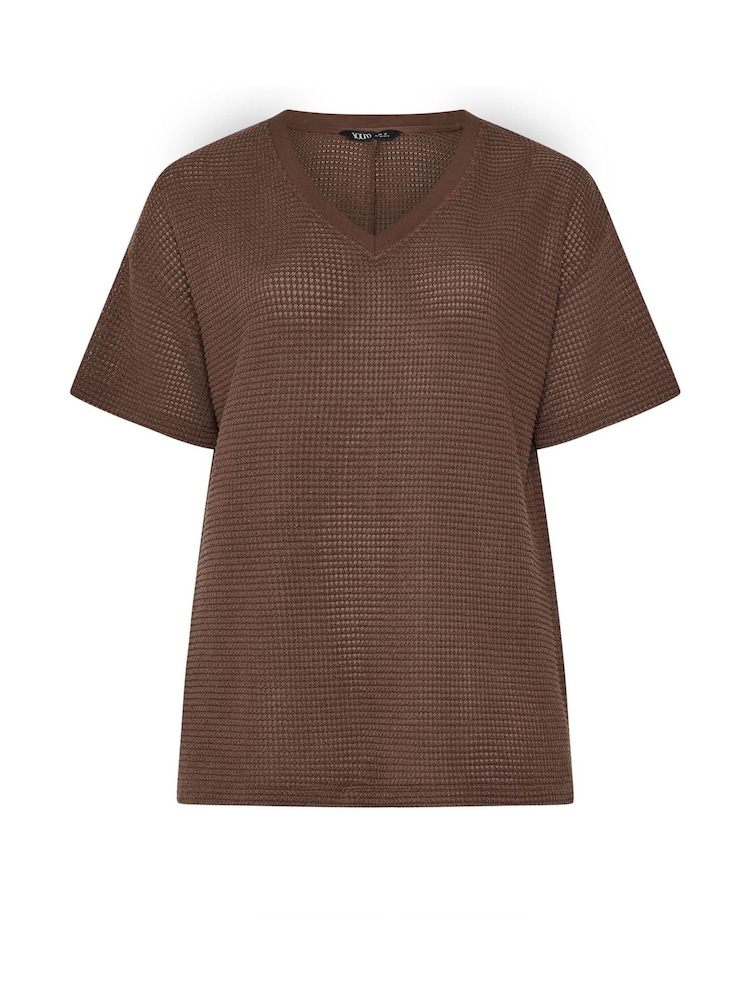 Yours Curve Brown Boxy Knitted T-Shirt - Image 6 of 6