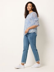 M&Co Green Swirl Print Frill Sleeve Blouse - Image 2 of 5