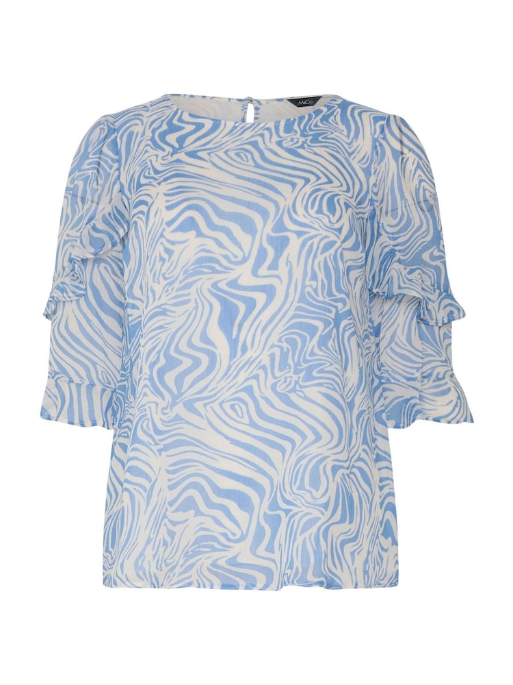 M&Co Green Swirl Print Frill Sleeve Blouse - Image 5 of 5 M&Co Green Swirl Print Frill Sleeve Blouse - Image 5 of 5