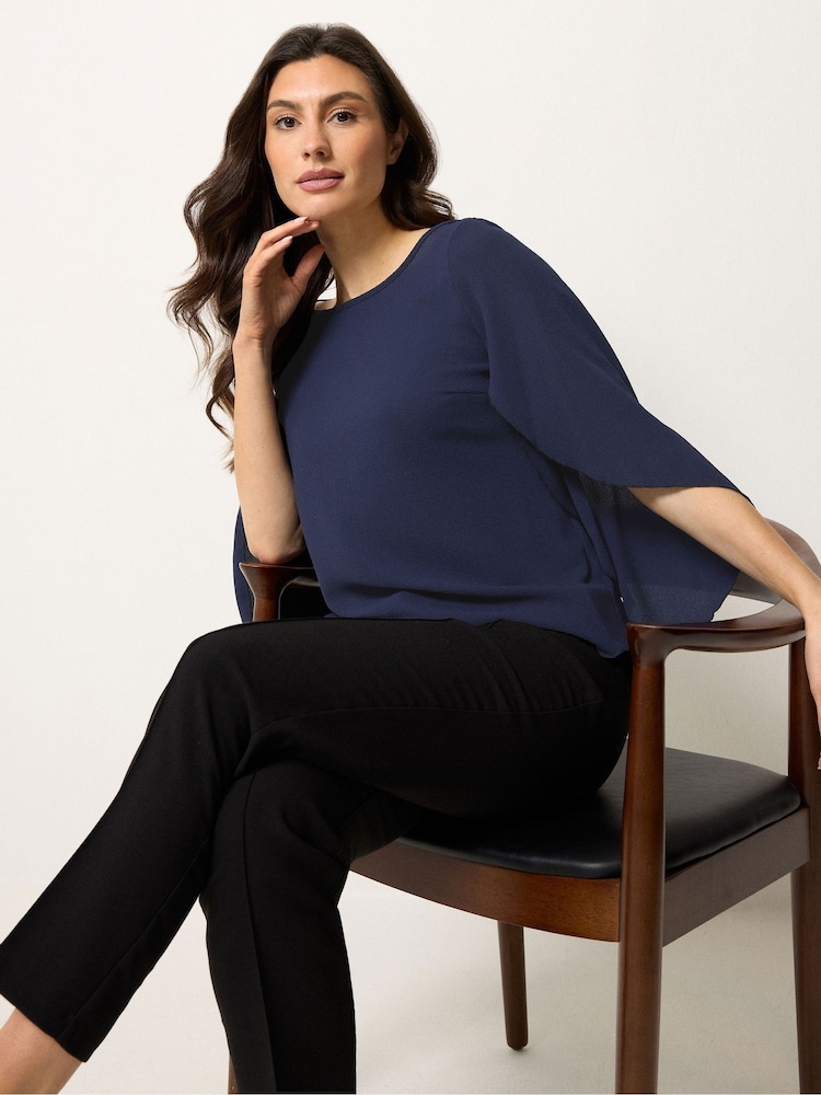M&Co Blue Long Angel Sleeve Blouse - Image 1 of 5