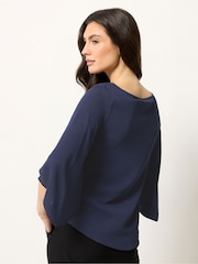 M&Co Blue Long Angel Sleeve Blouse - Image 3 of 5
