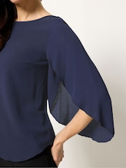 M&Co Blue Long Angel Sleeve Blouse - Image 4 of 5