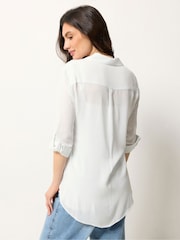 M&Co White Crinkle Tab Sleeve Shirt - Image 3 of 5