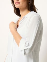 M&Co White Crinkle Tab Sleeve Shirt - Image 4 of 5