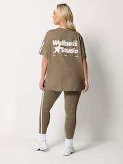 Yours Curve Brown Active Side Stripe Leggings - Image 3 of 5