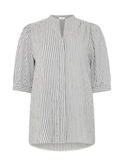 M&Co Blue Stripe Textured Puff Sleeve Shirt - Image 5 of 5