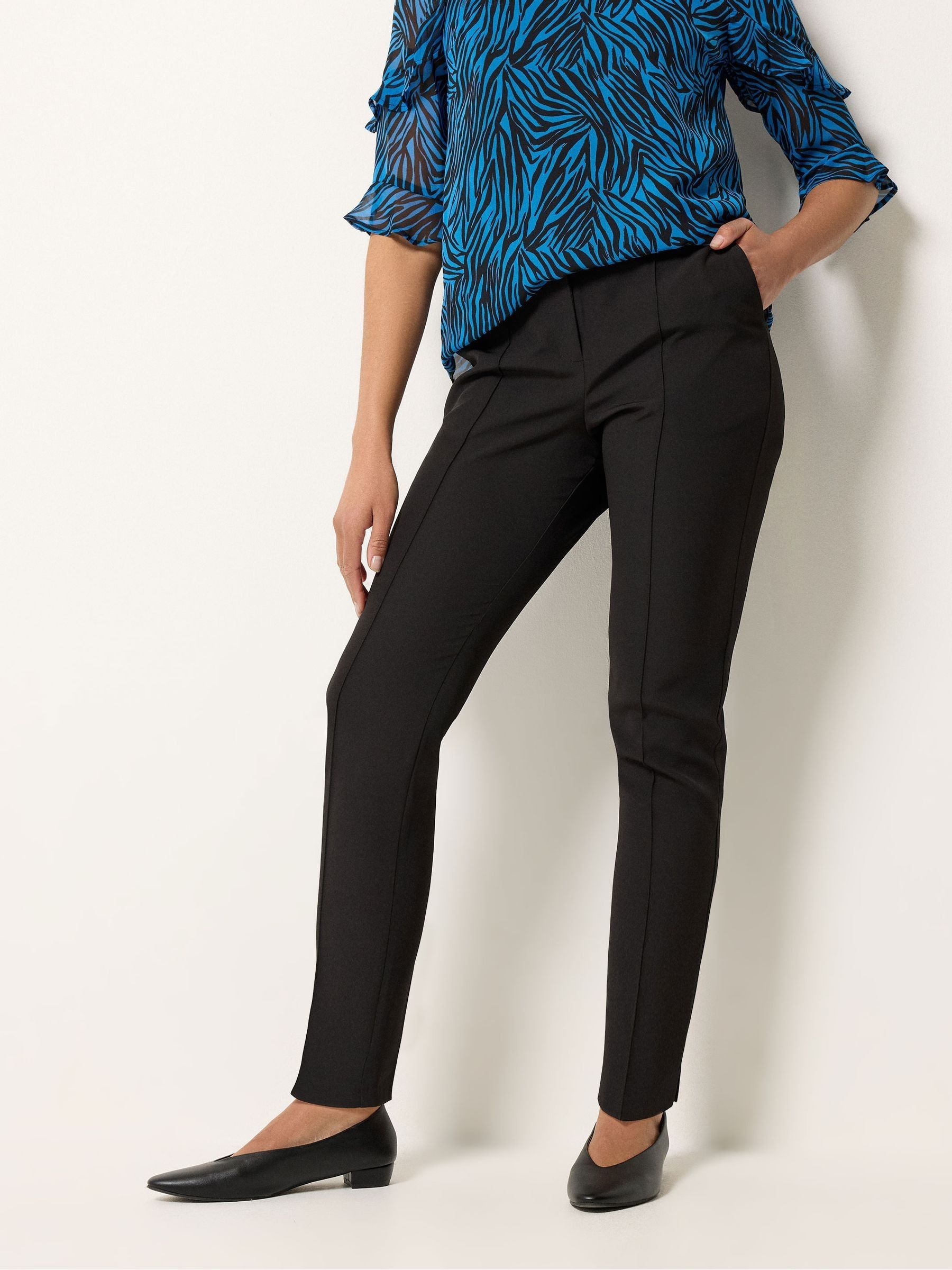 M & Co Women's Black Pintuck Tailored Trousers