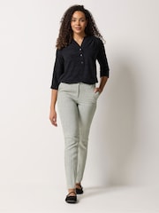 M&Co Grey Stripe Tailored Linen Blend Trousers - Image 2 of 5