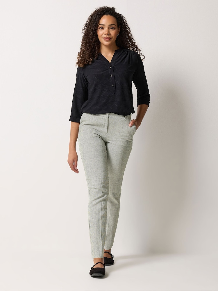 M&Co Grey Stripe Tailored Linen Blend Trousers - Image 2 of 5