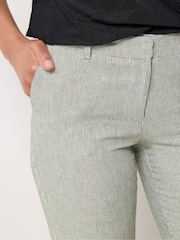 M&Co Grey Stripe Tailored Linen Blend Trousers - Image 4 of 5
