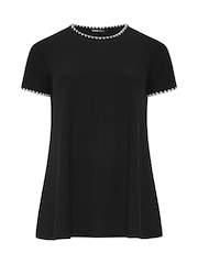 Yours Curve Black Ribbed Whip Stitch Swing T-Shirt - Image 5 of 5